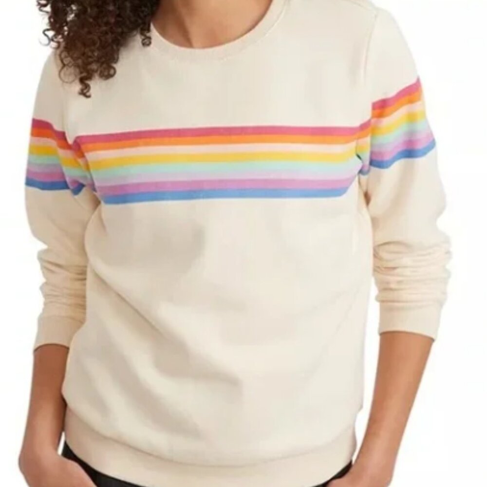 Marine Layer | Anytime Rainbow Sweatshirt | Cream | Size Medium